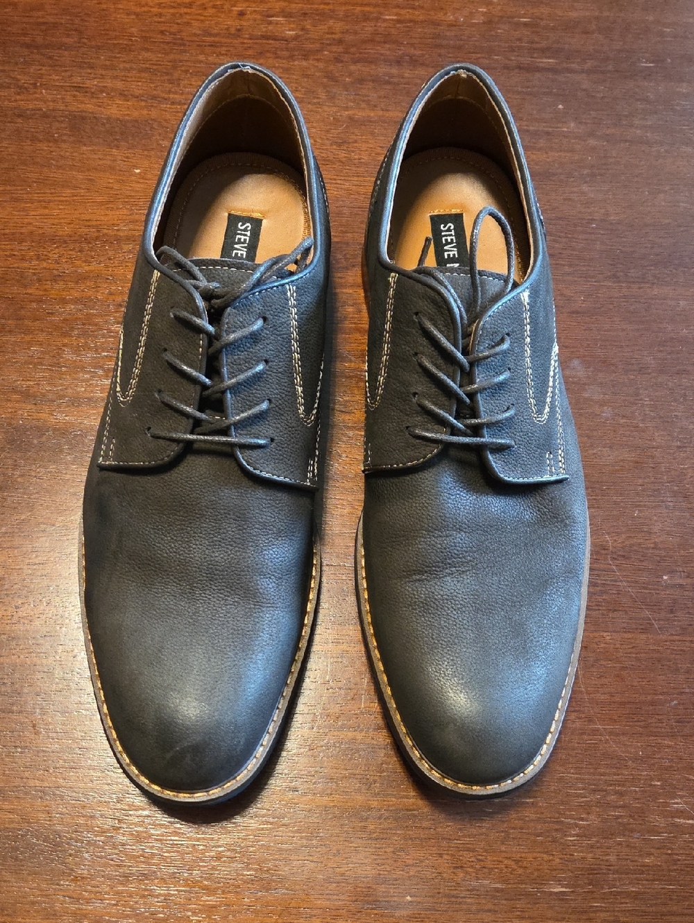 MEN'S STEVE MADDEN BANNON BROWN LEATHER DERBY OXFORD DRESS SHOES 11